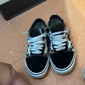 army patterned check board vans